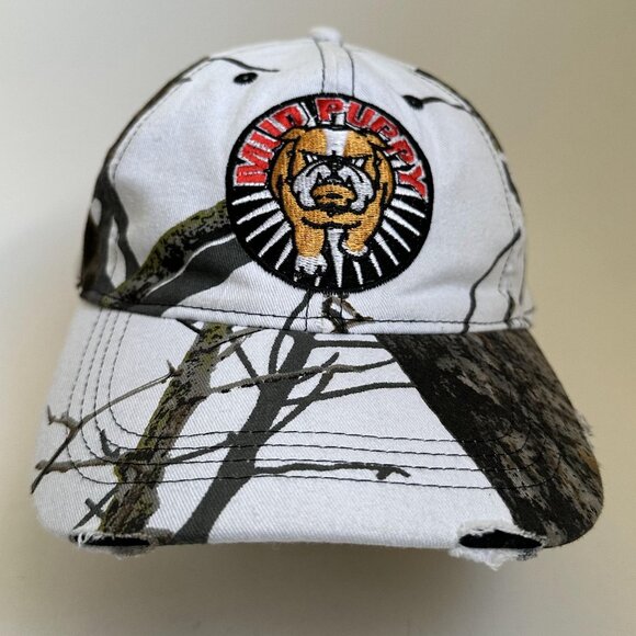 Mud Puppy Baseball Hat Camo Hunter Info Adjustable Strap Back Cap Embroidered - Picture 1 of 9